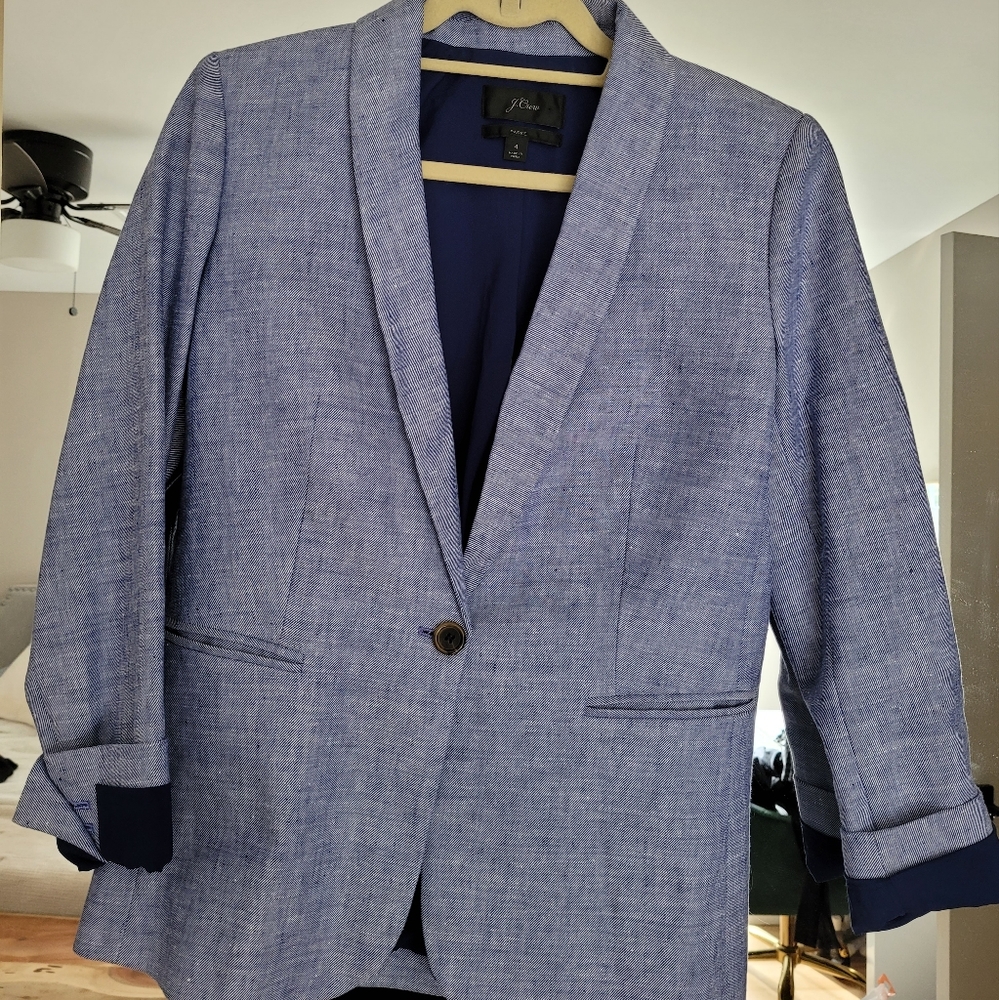 JCrew Parke linen blue blazer size 4
